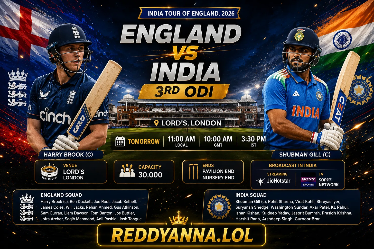 England vs India 3rd ODI 2026 – Series Decider at Lord's