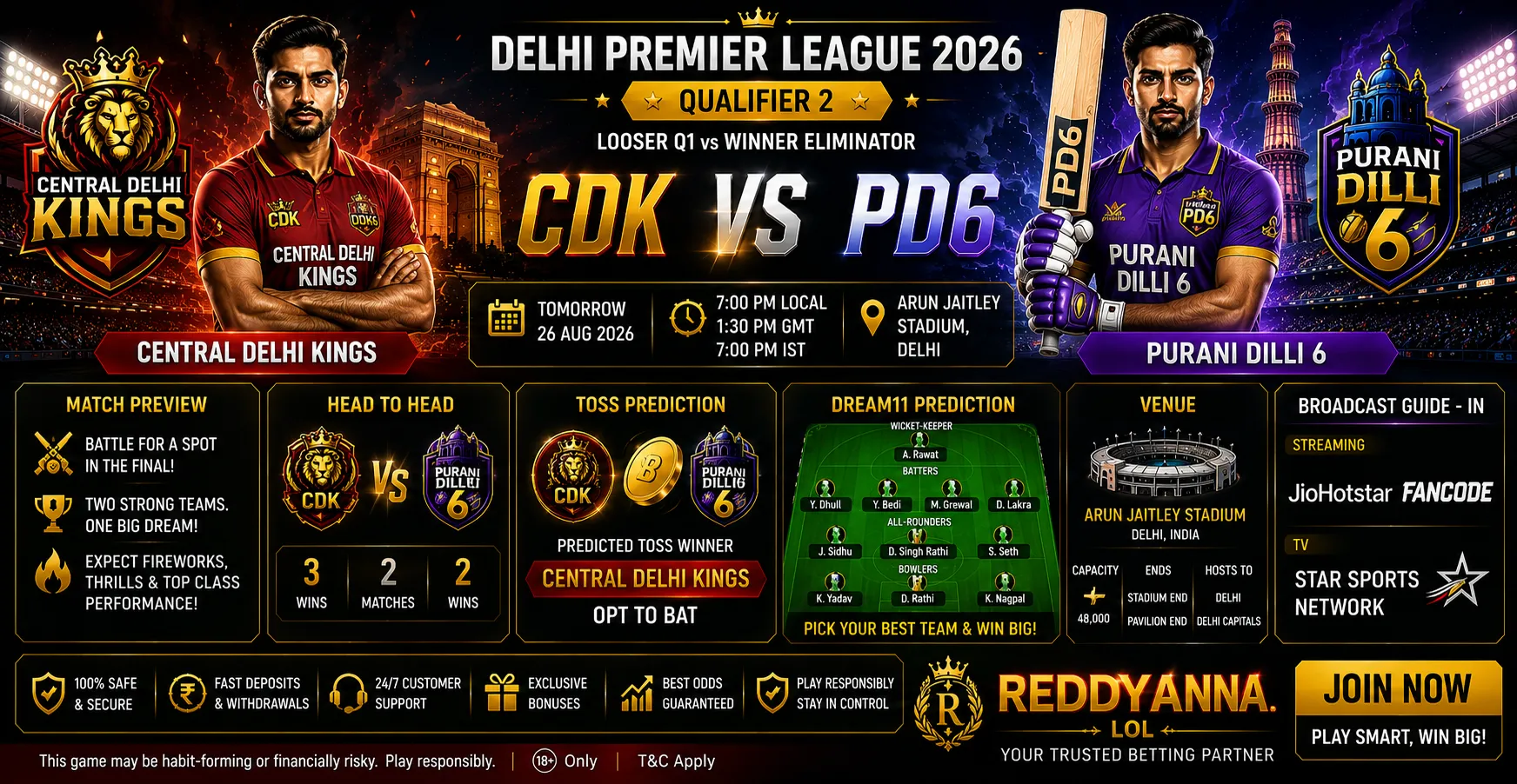 CDK vs PD Qualifier 2 match prediction Delhi Premier League 2026