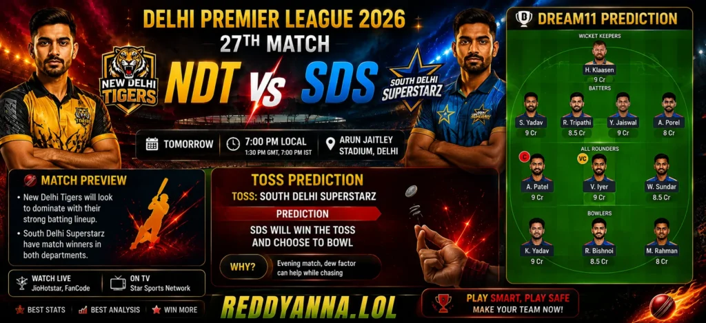 NDT vs SDS 27th Match Prediction