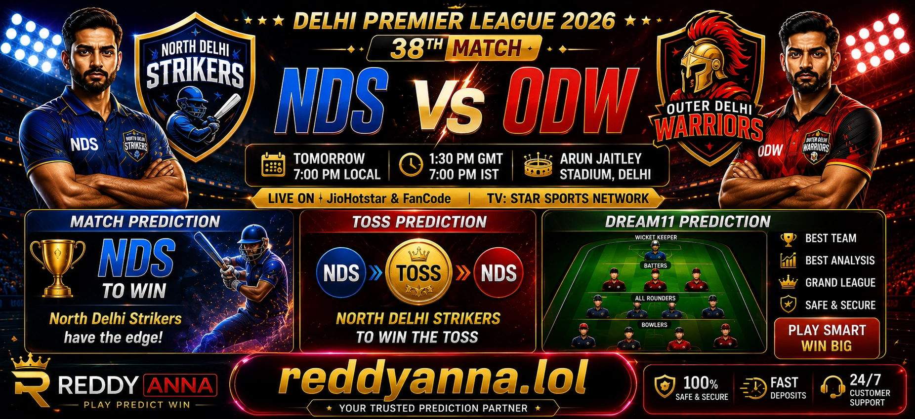 NDS vs ODW match prediction Delhi Premier League 2026