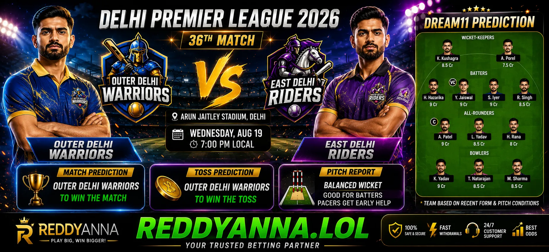 ODW vs EDR match prediction Delhi Premier League 2026
