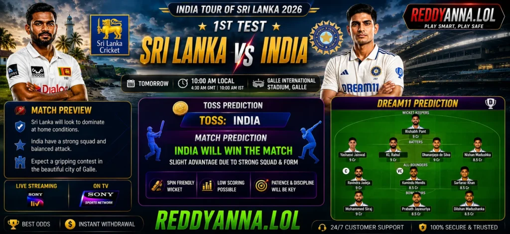 SL vs IND 1st Test Prediction