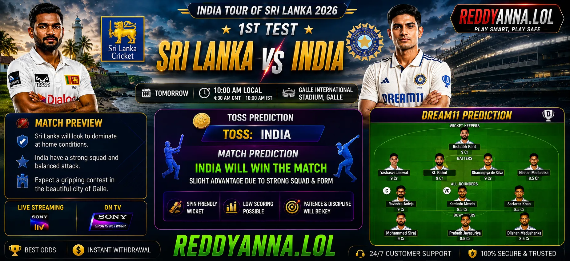 SL vs IND 1st Test Prediction