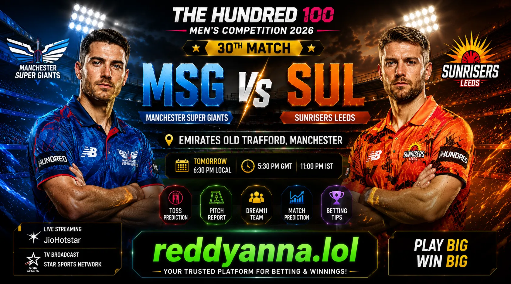 MSG vs SUL match prediction The Hundred 2026