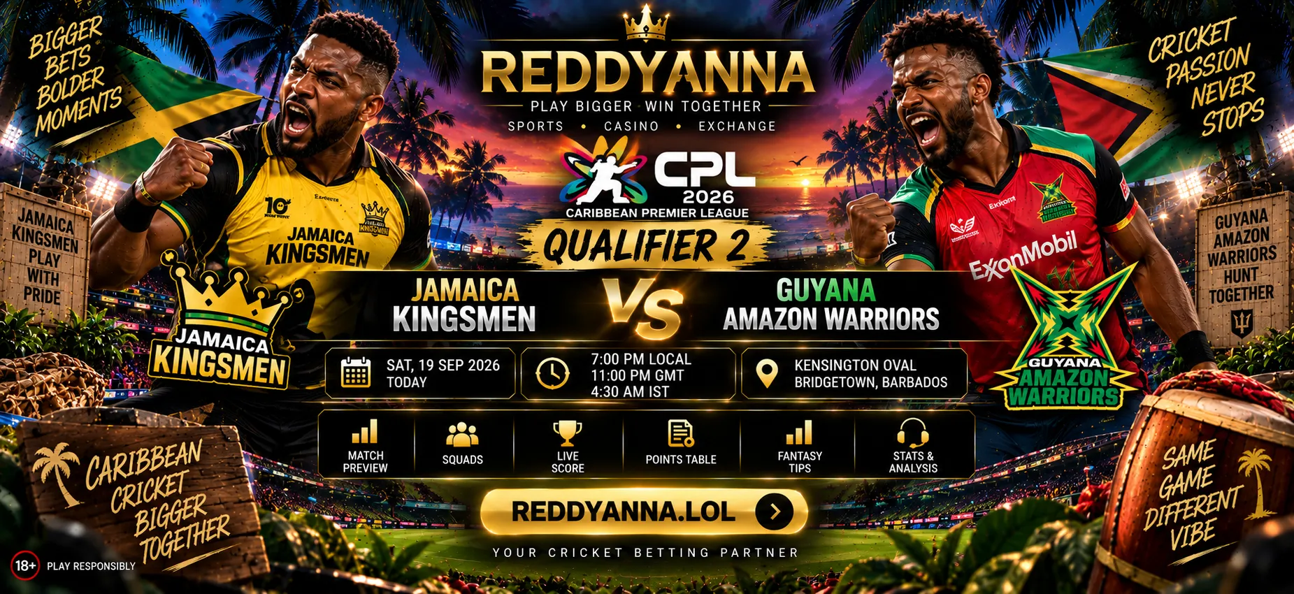 JKM vs GAW Qualifier 2 match prediction Caribbean Premier League 2026
