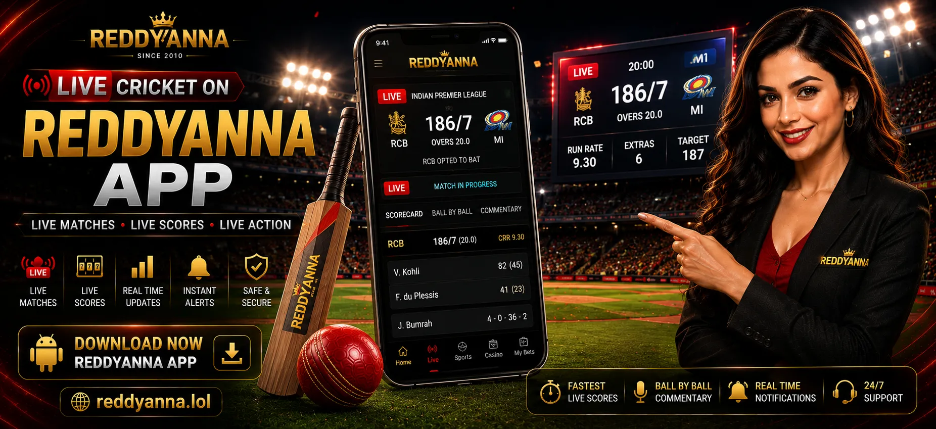 Live Cricket Betting on ReddyAnna App