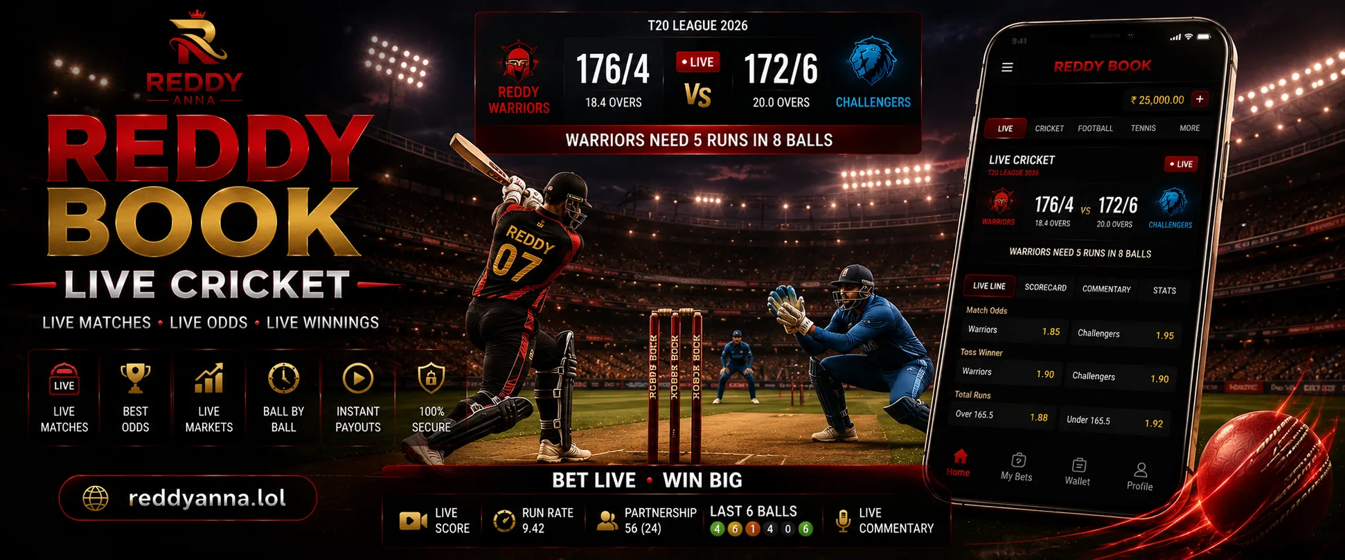 Live Cricket Betting on Reddy Book