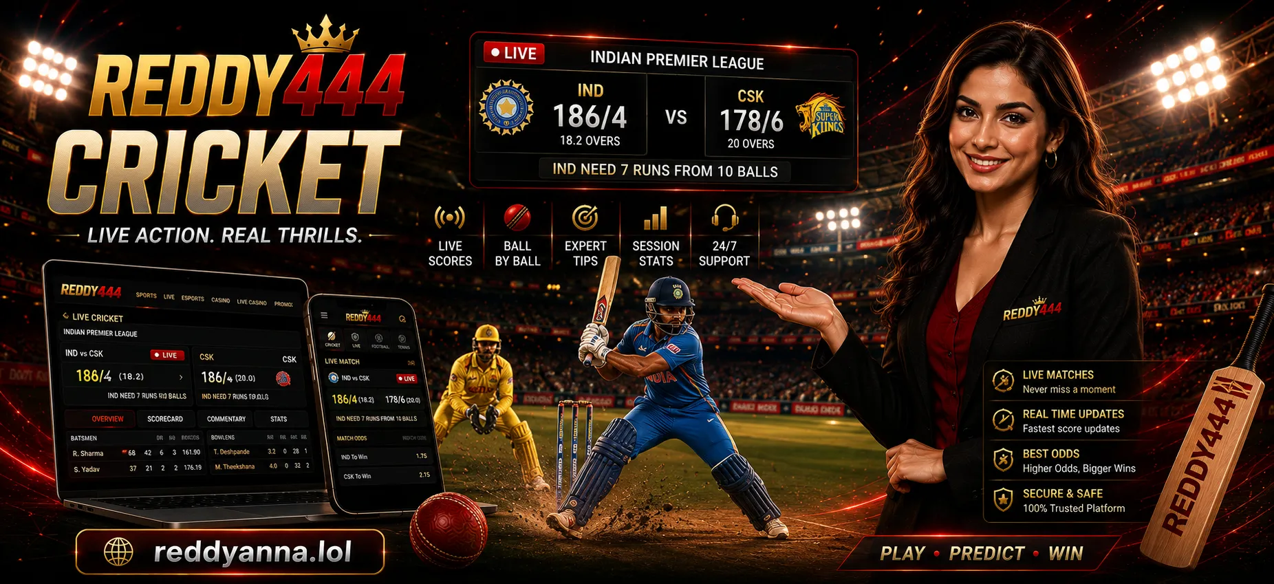 Reddy444 Cricket Betting - Live & Exchange Markets