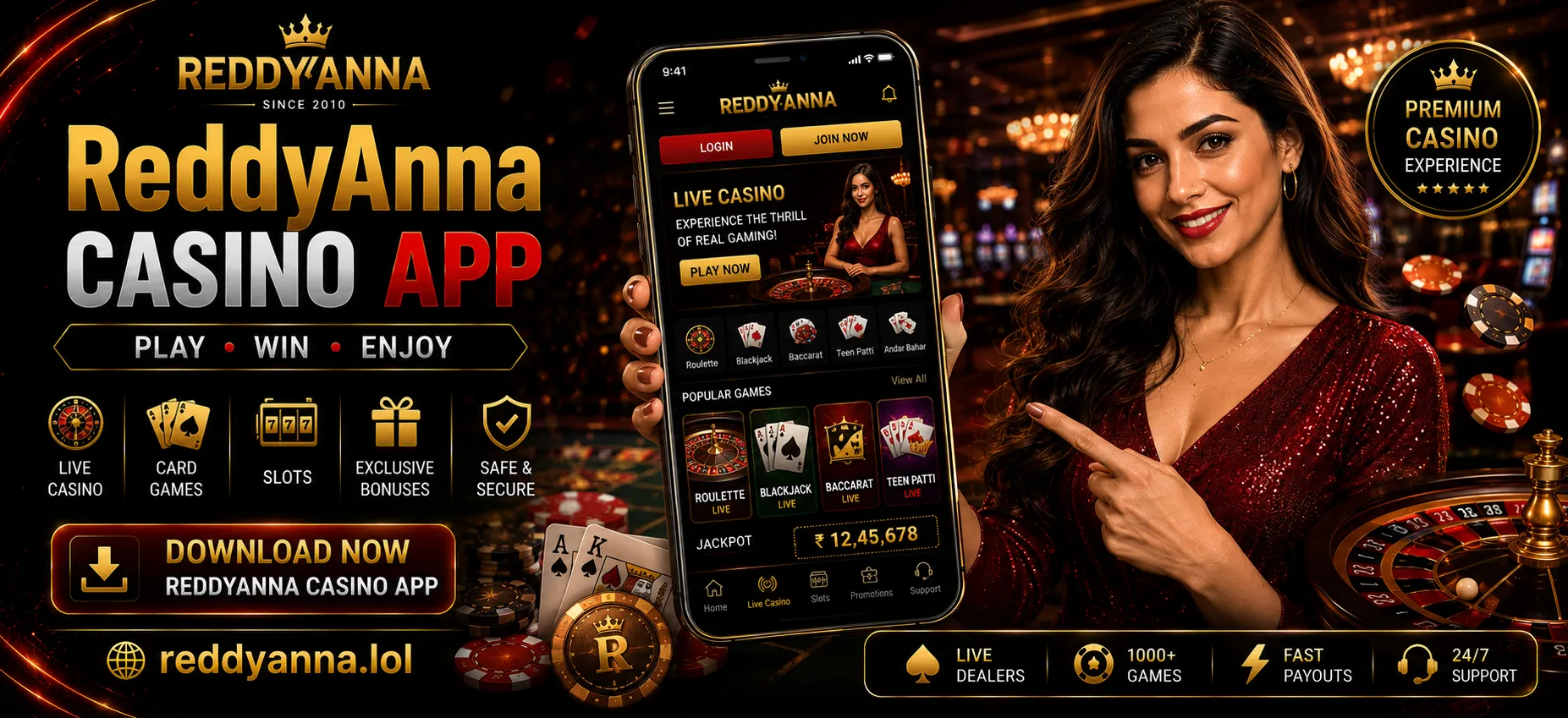 ReddyAnna Casino App - Live Dealer Games